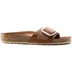 Sandals-Birkenstock Madrid Oiled Leather Big Buckle Sandals for Women (Medium/Narrow) Cognac