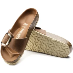 Sandals-Birkenstock Madrid Oiled Leather Big Buckle Sandals for Women (Medium/Narrow) Cognac