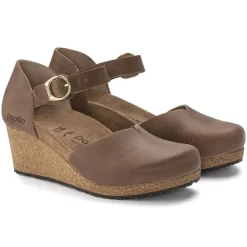 Shoes-Birkenstock Mary Ring-Buckle Oiled Leather Cognac