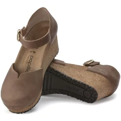 Shoes-Birkenstock Mary Ring-Buckle Oiled Leather Cognac