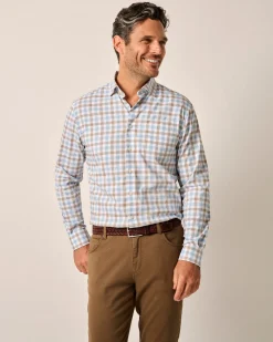 Shirts-Johnnie-O McArthur Performance Button Up Shirt for Men (SALE) Cabana