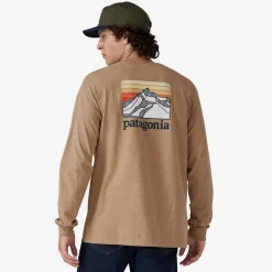 T-Shirts|Shirts-Patagonia Men's Long-Sleeved Line Logo Ridge Responsibili-Tee (SALE)