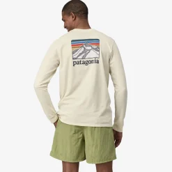 T-Shirts|Shirts-Patagonia Men's Long-Sleeved Line Logo Ridge Responsibili-Tee (SALE)