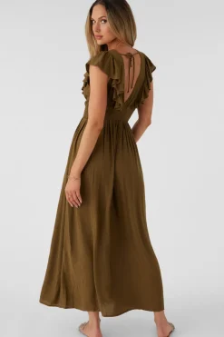 Dresses & Rompers-O'Neill Nolee Solid Maxi Dress for Women Military Olive