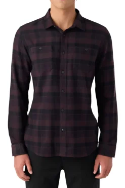 Shirts-O'Neill Originals Jonez Standard Fit Flannel Shirt for Men (SALE) Raisin