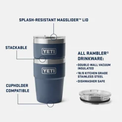 Bottles & Mugs-Yeti 16oz Rambler Stackable Cup Black Forest Green
