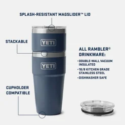 Bottles & Mugs-Yeti 20oz Rambler Tumbler Stackable Cup Black Forest Green
