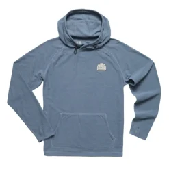 Sweaters & Hoodies|Shirts-Howler Brothers Palo Duro Grid Fleece Hoodie for Men (SALE) Mirage Blue