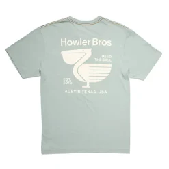 T-Shirts-Howler Brothers Pelican Postage Pocket T-Shirt Puritan Grey