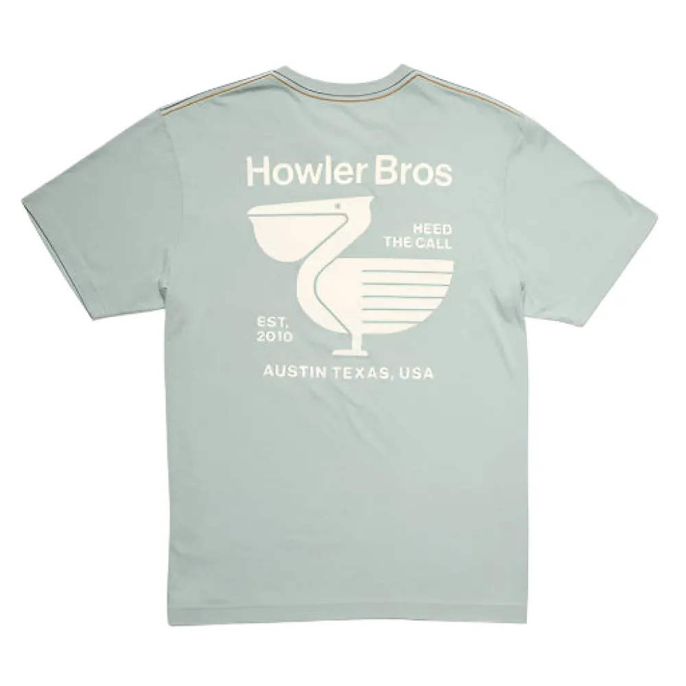 T-Shirts-Howler Brothers Pelican Postage Pocket T-Shirt Puritan Grey