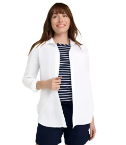 Shirts-L.L.Bean Premium Washable Linen Shirt Tunic for Women