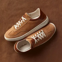 Shoes-Olukai Punini Suede Sneakers for Men Tan / Toffee
