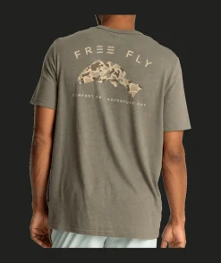 T-Shirts-Free Fly Apparel Redfish Camo Pocket Tee for Men Heather Fatigue