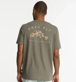 T-Shirts-Free Fly Apparel Redfish Camo Pocket Tee for Men Heather Fatigue