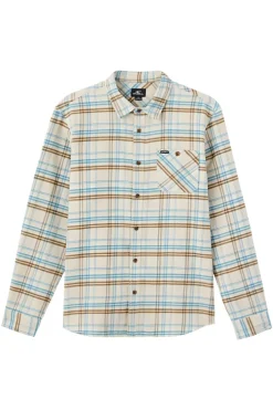 Shirts-O'Neill Redmond Plaid Standard Fit Shirt for Men (SALE) Light Khaki