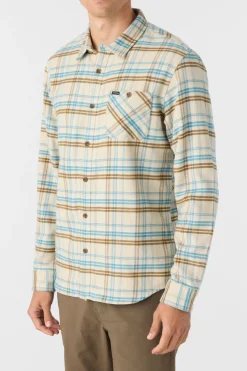 Shirts-O'Neill Redmond Plaid Standard Fit Shirt for Men (SALE) Light Khaki