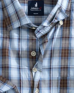 Shirts-Johnnie-O Riva Tucked Button Up Shirt for Men (SALE) Havana