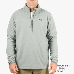Casual|Fleece-AFTCO Sentinel 1/4 Zip Pullover for Men (SALE) Harbor Gray Heather