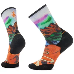 Socks-Smartwool Trail Run Targeted Cushion Singletrack Print Crew Socks for Men Orange Rust