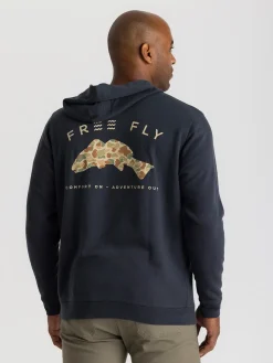 Sweaters & Hoodies-Free Fly Apparel Vintage Camo Redfish Fleece Hoodie for Men Black Sand