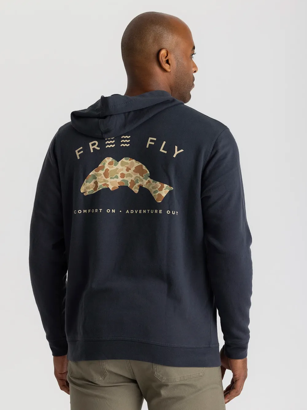 Sweaters & Hoodies-Free Fly Apparel Vintage Camo Redfish Fleece Hoodie for Men Black Sand