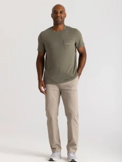 T-Shirts-Free Fly Apparel Vintage Camo Redfish Pocket Tee for Men Heather Fatigue