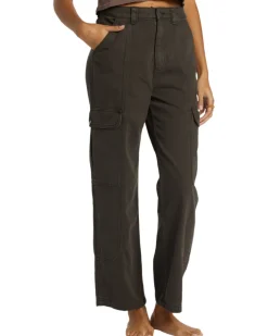 Pants-Billabong Wall To Wall Denim Cargo Pant for Women Black Sands