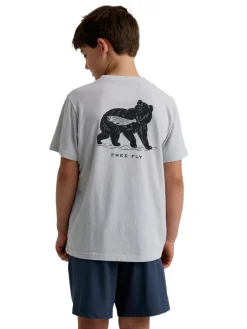 Tops-Free Fly Apparel Wild Caught Tee for Youth Heather Aspen Grey