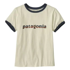 T-Shirts|Shirts-Patagonia Women's '73 Text Logo Organic Ringer Tee (SALE)