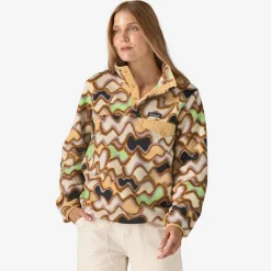 Fleece-Patagonia Women's Lightweight Synchilla Snap-T Fleece Pullover (SALE) Small Currents: Natural