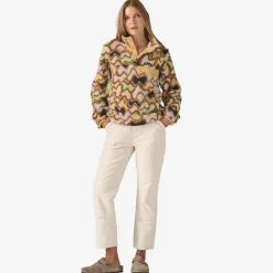 Fleece-Patagonia Women's Lightweight Synchilla Snap-T Fleece Pullover (SALE) Small Currents: Natural